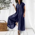 thumbnail image 5 of Kcodviy Women's Solid Colour Casual Jumpsuit Short Sleeve Mid Length Sequin Rompers for Women Shirt Jumpsuit, 5 of 5