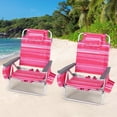thumbnail image 2 of Patiojoy Lot de 4 Chaises de Plage Pliantes Type Sac à Dos Chaises Inclinables d'Extérieur à 5 Positions avec Oreiller Rose Foncé, 2 of 9