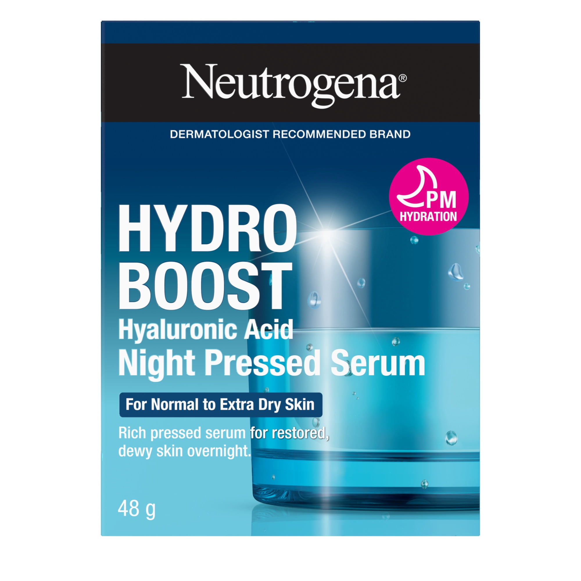 Neutrogena Hydro Boost Sérum pressé Nuit pour le visage avec acide hyaluronique purifié et antioxydants, pour une peau hydratée
