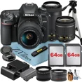thumbnail image 1 of Nikon D7500 DSLR Camera with 18-55mm + 70-300mm Lens + 2 Pcs 64GB Memory Cards + Tripod + Wide Angle + ZeeTech Accessory Bundle, 1 of 9