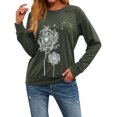 thumbnail image 3 of ZXZY Women Dandelion Graphic Print Round Neck Long Sleeve Pullover, 3 of 7