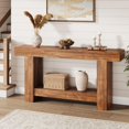 thumbnail image 1 of Long Console Table, 2-Tier Farmhouse Sofa Table Behind Couch, Rectangular Accent Console with Storage for Hallway Foyer Entrance, 1 of 8