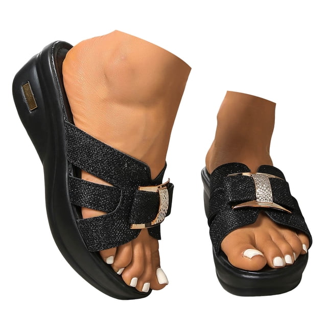 Dakaela Platform Sandals for Women Recovery Orthopedic Walking Slides Wide Width Summer Casual Shoes
