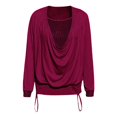 thumbnail image 4 of Women's T Shirts Solid Sequined Long Sleeve Loose Womens Tops Red M, 4 of 4