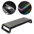thumbnail image 4 of Milaget Foldable Computer Monitor Stand Riser Bracket RGB 4 USB 2.0 Keyboard Tray, Elegant Design Black, 4 of 9
