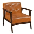 thumbnail image 1 of Costway Accent Chair with Armrest & Rubber Wood Frame Button Tufted Chair for Living Room Brown, 1 of 9