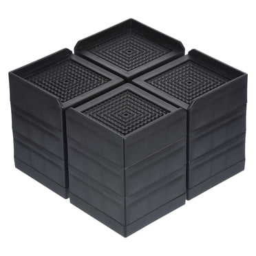 Unique Bargains Élévateurs de Meubles Carrés de 4,3 Po, Releveurs de Lit Réglables Empilables pour Canapé, Noir, Lot de 4