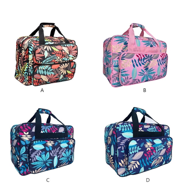 Travel Storage Bag Portable Sewing Machine Pouch Shoulder Tote Sewing Case Zipper Holder with Handle Organizer Tote Printing Luggage Compartments Pink