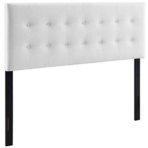 Modway Emily Tête de Lit Capitonnée en Velours de Performance Pleine Grandeur en Blanc, Idéale pour les Meubles pour Enfants, avec Capitonnage Profond à Boutons et Rembourrage en Velours Résistant aux Taches. Conçue pour les Cadres de Lit Pleine Grandeur, Cette Tête de Lit Offre des positions de Hauteur Réglables et un Rembourrage en Mousse dense pour le Confort. construction Solide avec Contreplaqué et Panneau de Fibres Assure la Durabilité.