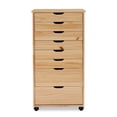thumbnail image 3 of Riverbay Furniture 8-Drawer Transitional Wood Storage Cart w/ Casters in Natural, 3 of 20