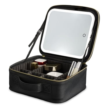 Portable Lighted Vanity Mirror with Makeup Case