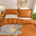 thumbnail image 2 of Move Over Burnt Orange Ruffle Pillow Shams King Ruffled Pattern Rust Boho Pillowcases 100% Washed Microfiber, 2 of 6