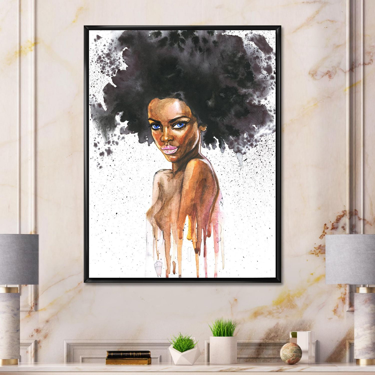 Designart Portrait de femme afro-américaine VII ART MURAL À CADRE FLOTTÉ