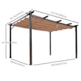 thumbnail image 3 of Outsunny 10' x 13' Aluminium Outdoor Pergola Gazebo Backyard Canopy Cover Square Sunshade Garden Grape Trellis Brown, 3 of 10