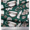 thumbnail image 2 of Soimoi polyester Crepe Fabric Tea Cup,Lemon Slice & Ginger Vegetable Print Sewing Fabric Yard 52 Inch Wide, 2 of 3