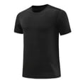 thumbnail image 3 of Gspmoly T-Shirt pour Homme, Haut Décontracté Uni à Col Rond en Maille Ajourée à Manches Courtes pour Sortir, Aubaines du Jour, 3 of 5