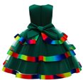 thumbnail image 2 of B91xZ Robe Maxi à Manches Courtes pour Filles Robe Tunique Basique Sans Manches d'Été, Vert 3-4 Ans, 2 of 5