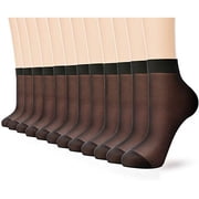 G&Y 12 Pairs Ankle Nylon Socks for Women - 20D Sheer Pantyhose Socks (12 Black)