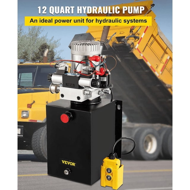 Double Acting Hydraulic Power Unit 12V 10.5 Quart Car Lift Hydraulic Pump Power Unit, Hydraulic Pumps with 10L Steel Tank, Car Lift Hydraulic Power Unit for Auto Repair