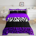 thumbnail image 1 of Erosebridal Teens Leopard Print Bedding Twin Comforter Set, Wildlife Down Comforter, Geometry Striped Decor, Reversible 2pcs, 1 of 7