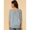 thumbnail image 5 of INSPIRE CHIC Blouse Fluide en Mousseline à Volants à Manches 3/4 à Imprimé Floral pour Femme, 5 of 5