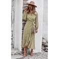 thumbnail image 3 of Robe Portefeuille Vintage à Manches Longues pour Femme, Imprimé Floral, Maxi à Col en V avec Ceinture, 3 of 7