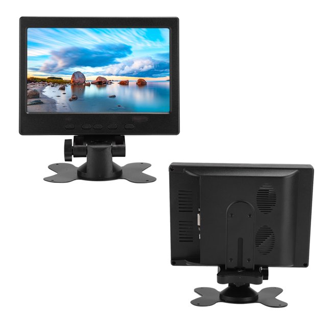 Moniteur 7 Pouces, Moniteur Portable 1080P Petite Interface Multimédia HD Moniteur VGA Écran LCD, Écran LCD IPS 1024x600 avec Support pour Raspberry Pi, Écran de Voiture, CCTV, Moniteur Portable IPS