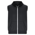 thumbnail image 4 of Men's Solid Color Sleeveless Zip-Up Hooded With Pockets Sleeveless Top(Dark Gray,S), 4 of 6