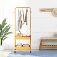 thumbnail image 3 of Support à Vêtements Polyvalent avec Roues Organisateur de Vêtements Roulant Petite Garde-Robe sur Roulettes Portant pour Chambre Buanderie Maison Jaune, 3 of 8