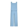 thumbnail image 4 of zanvin Ensembles 2 Pcs pour Femmes, Ensemble Décontracté 2 Pcs pour Femmes en Lin avec Short, Haut Sans Manches, Veste, Haut/chemise Sans Manches à Col Ras du Cou, 4 of 5