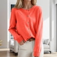 thumbnail image 4 of Yuyuzo Womens Cardigan Sweater Tops Crew Neck Long Sleeve Shirts Solid Color Button down Knitted Clothes, 4 of 5