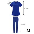 thumbnail image 3 of Xuanheng Women's V-Neck Short Sleeve Scrub Set, Bright Blue, M, 3 of 8