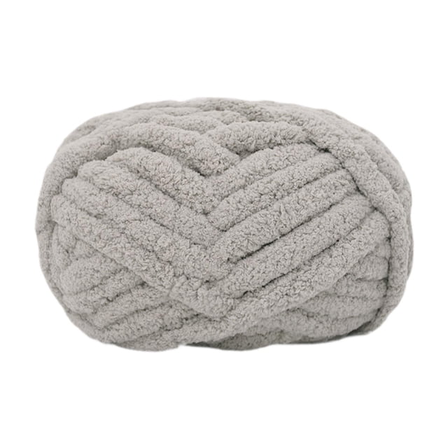 Luzkey Chunky Wool Yarn Jumbo Yarn Washable Hand Knitting DIY Weight Yarn Bulky Yarn for Tapestry Bed Fence Throw Rug Making Light Gray