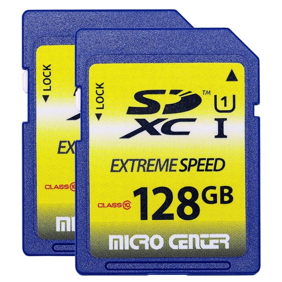 INLAND 128GB SD Card Class 10 SDXC Flash Memory Card Full Size SD Chip USH-I U1 Trail Camera by Micro Center (2 Pack)