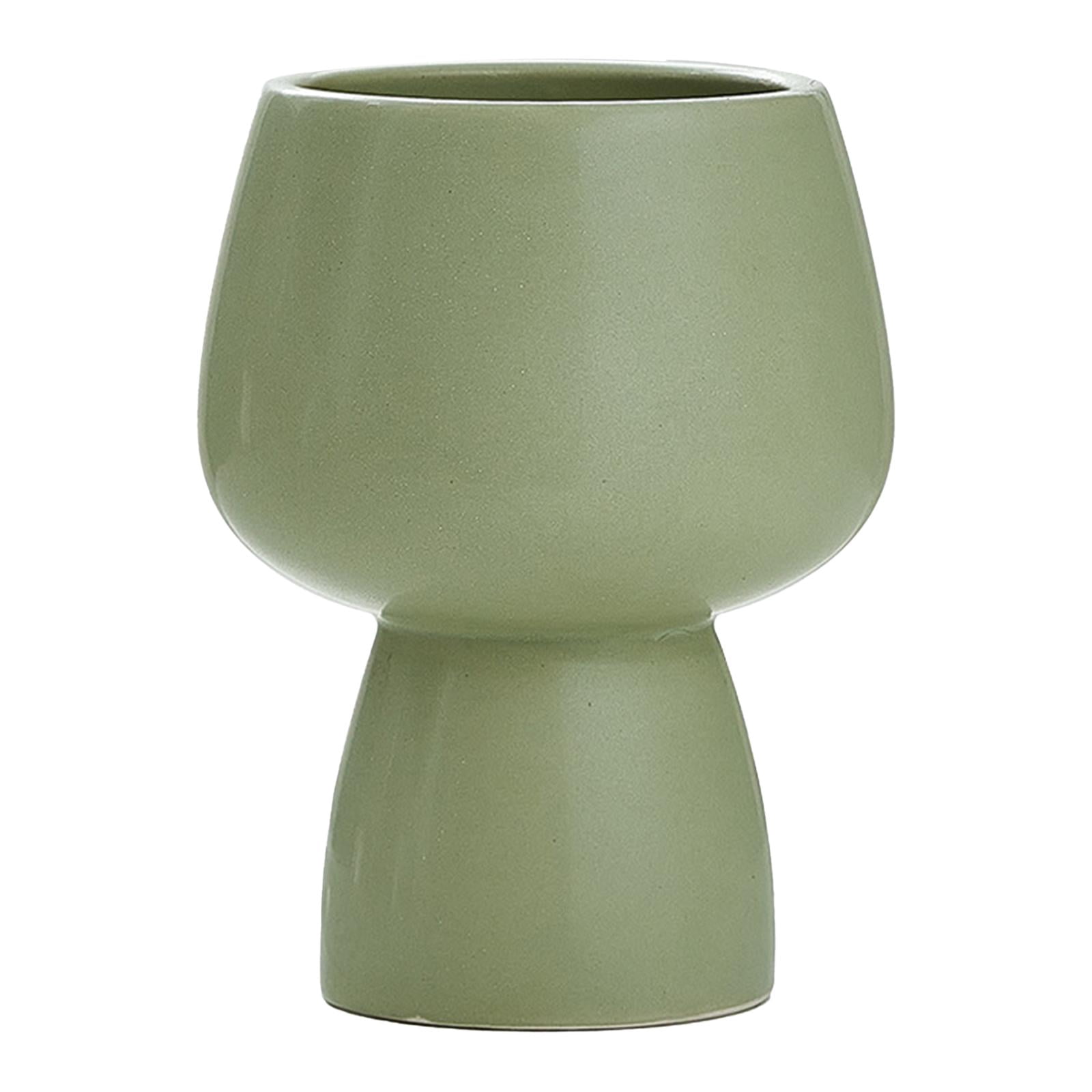 S SERENABLE Ceramic Plant Pot Flower Vase Container Indoor Outdoor Plants Modern Planter Green