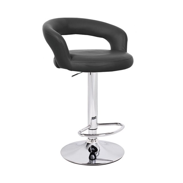 Halo Tabouret de Bar Contemporain Réglable en "Cuir" - Noir