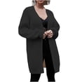 thumbnail image 1 of Yuyuzo Mid-Long Cardigan Sweater for Women Long Sleeve Open Front Knit Sweater Solid Color Fall Tops, 1 of 6