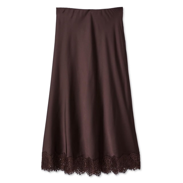 George Women's Lace Trim Satin Skirt