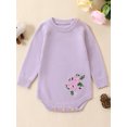 thumbnail image 2 of Diconna Barboteuse Chandail pour Bébé Fille à Manches Longues, Col Rond, Broderie Florale, Justaucorps en Tricot, Tenue d'Automne et d'Hiver pour Nourrisson, 2 of 8