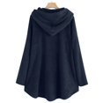 thumbnail image 5 of Womens Cardigan Plus Size Button Plush Tops Hooded Loose Cardigan Wool Coat Winter Jacket Navy Xl, 5 of 5