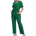 thumbnail image 1 of Grrvtrz Womens Scrubs Set Casual Workwear Drawstring Threaded Pant Legs 2PC, V Neck Stretch Scrub Top & Straight Leg Pants, 1 of 6