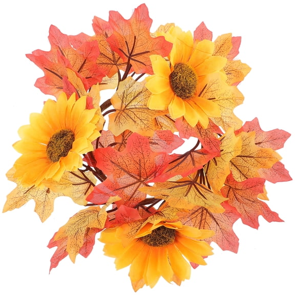 CIMAXIC Anneaux de Bougies d'Automne Festival de Récolte Feuille d'Érable Tournesol Couronne de Bougies Anneau de Bougie Centre de Table Ornement,9.84"X9.84"X2.76 Pouces