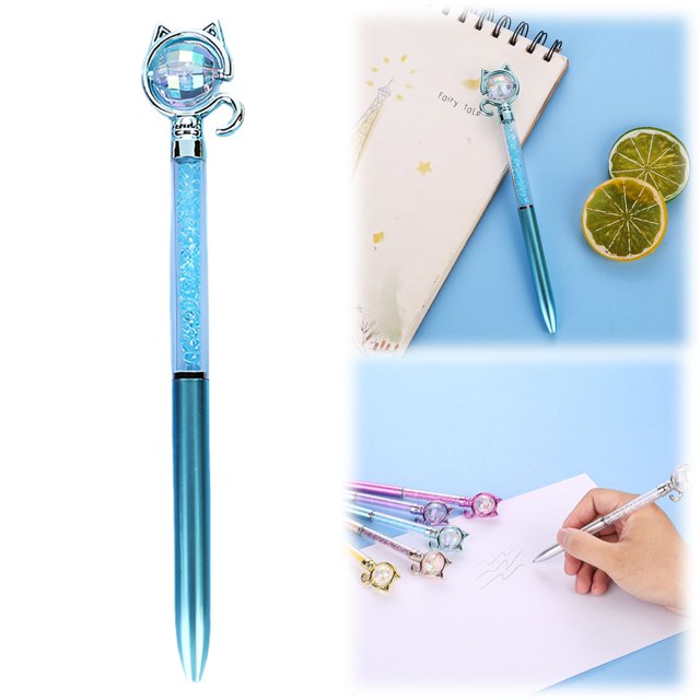 Meiiso Blue Feline-Design Ballpoint Pen - 2Ml Retractable Office Writing Tool, Large Inventory Clearance Flash Purchase