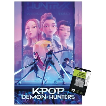 Netflix KPop Demon Hunters (2025) - One Sheet Wall Poster with Push Pins, 14.725" x 22.375"