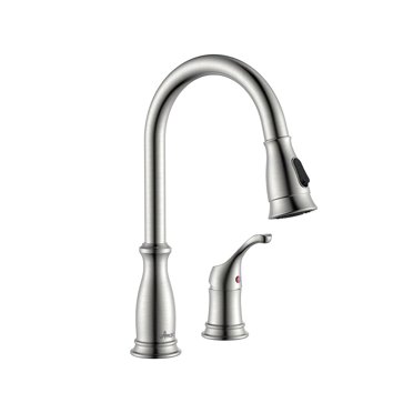 APPASO Robinet de Cuisine 2 Trous avec Pulvérisateur Rétractable, Robinet d'Évier de Cuisine Commercial en Acier Inoxydable Nickel Brossé avec Poignée Unique Latérale