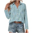 thumbnail image 4 of Wensltd Chemises Boutonnées pour Femmes Chic à Imprimé Floral Blouse à Manches Longues, 4 of 6