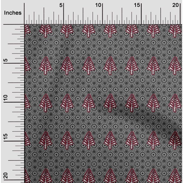 oneOone Polyester Lycra Black Fabric Tree & Geometric Block Fabric For Sewing Printed Craft Fabric By The Yard 56 Inch Wide