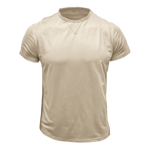 Penkiiy T-Shirt pour Homme à Manches Courtes, Décontracté, Mode, Col Rond, Chandail, Boutons, Blouse, L Beige