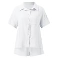 thumbnail image 4 of Ensemble de Shorts pour Femme Mode Décontractée Manches Courtes à Boutons Tenue Confortable Polyvalente Printemps Été pour Usage Quotidien, 4 of 4