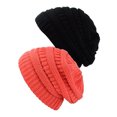 thumbnail image 1 of Tuque Tricotée pour Femmes (Lot de 2), Noir/corail, 1 of 1